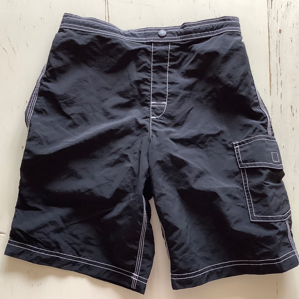 Lands' End Black swim trunks w/ Velcro side pocket Medium 10 11 Exc cond!!